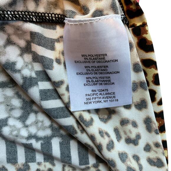 ELLEN TRACY PULLOVER BLOUSE MULTICOLOR LEOPARD PRINT 3/4 RUFFLE SLEEVE WOMEN LGE - Picture 7 of 7